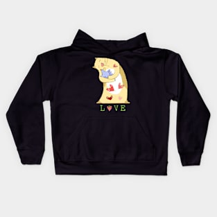 Love Cat with Bird Kids Hoodie